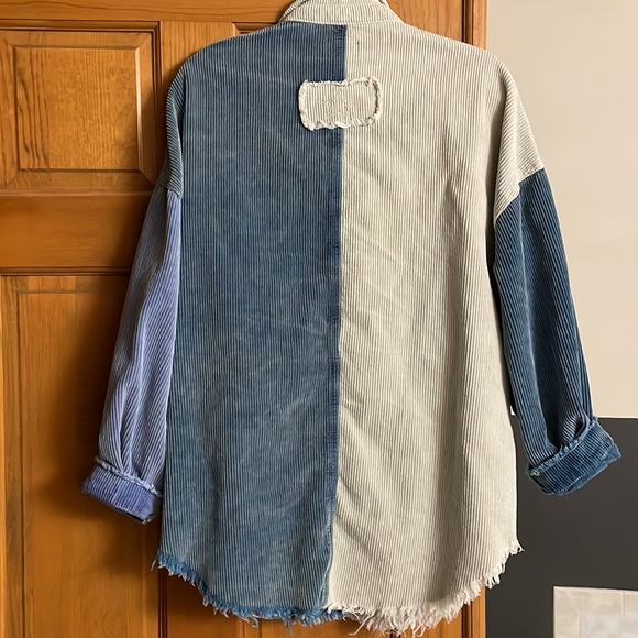 Brayden Corduroy Colorblock Shacket Blue - Picture 5 of 5